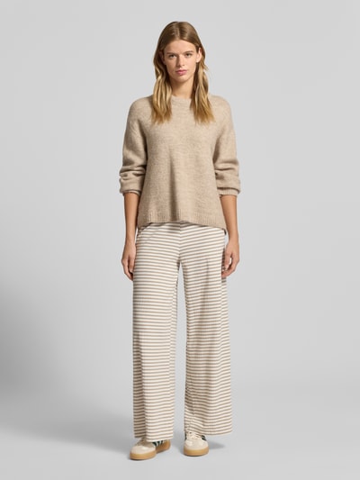 Gina Tricot Lounge-Hose mit Streifenmuster und elastischem Bund Beige Melange 1