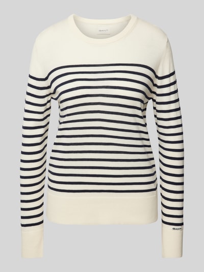 Gant Shirt met lange mouwen en ronde hals, model 'FINE' Offwhite - 2