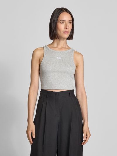 Gestuz Korte top met labelstitching, model 'drew' Lichtgrijs - 4