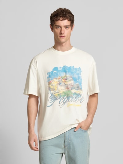 Pegador Oversized T-shirt met labelprint Offwhite - 4