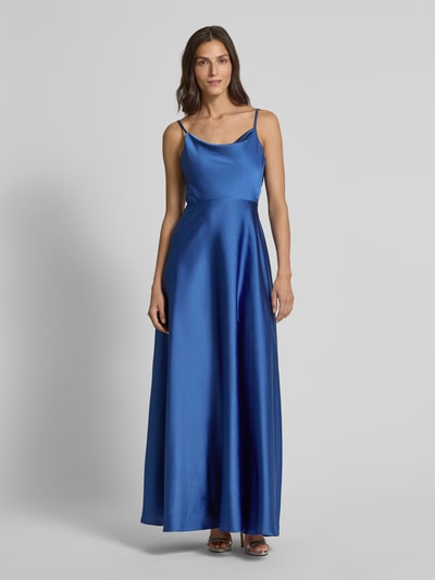 Laona Avondjurk met cascadehals Bleu - 4
