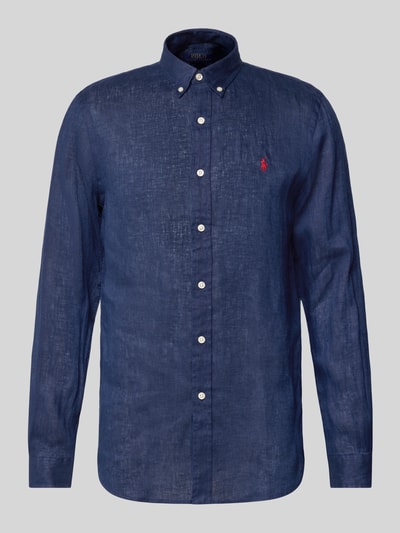 Polo Ralph Lauren Slim fit linnen overhemd met logostitching Marineblauw - 2