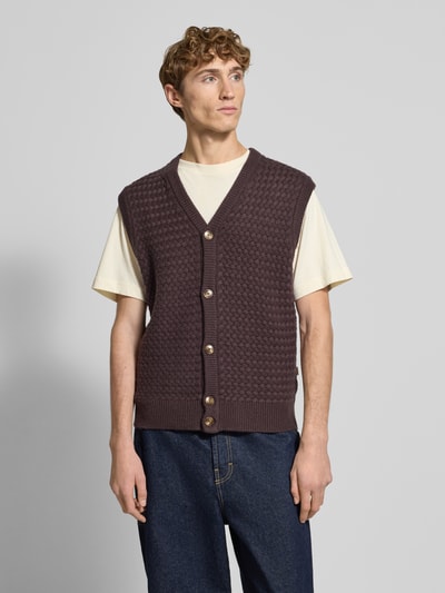 BLKVIS Mouwloos vest van wolmix met V-hals Prune - 4