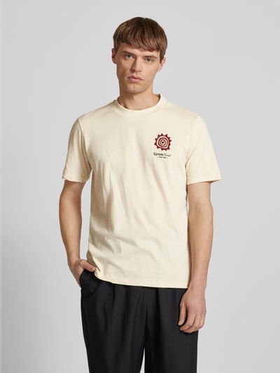 Blend T-shirt met labelprint, model 'JAISON' Zand - 4