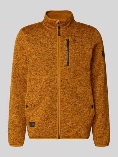 camel active Regular Fit Strickjacke in Melange-Optik mit Stehkragen Orange 2