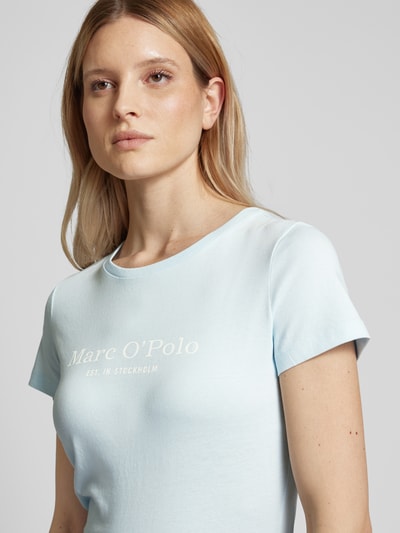 Marc O'Polo T-shirt met labelprint Lichtblauw - 3