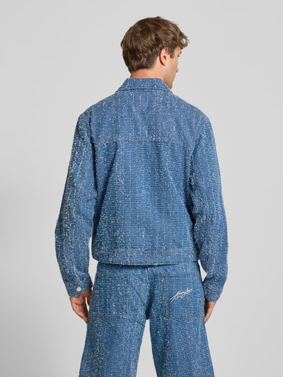Karl Kani regular fit jack in denimlook met structuurpatroon Jeansblauw - 5