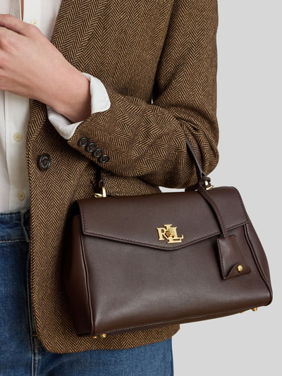 Lauren Ralph Lauren Torba na ramię z naturalnej skóry z odpinanym paskiem na ramię Ciemnobrązowy 6