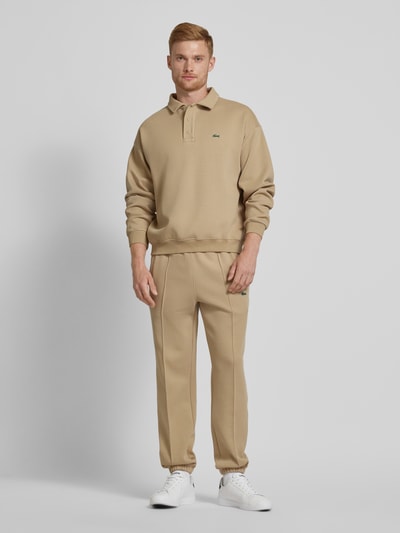 Lacoste Sweatpants mit Ziernähten aus Baumwoll-Mix Beige 1