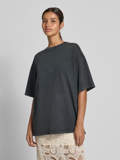 P&C* curated by Anna Schürrle Oversized T-Shirt mit geripptem Rundhalsausschnitt Dunkelgrau 4