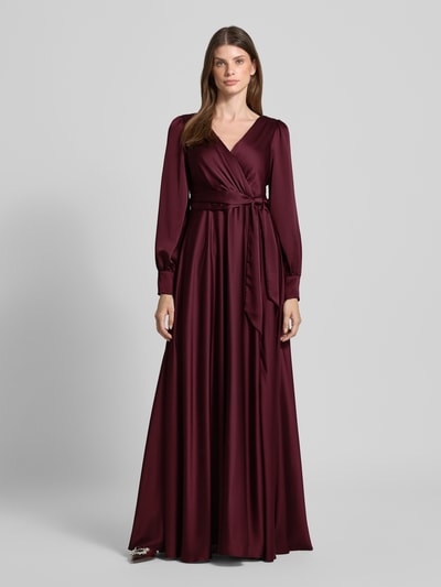 Jake*s Cocktail Avondjurk met V-hals Donkerrood - 4