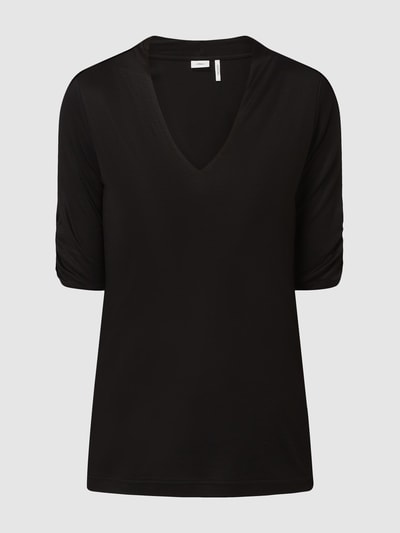 s.Oliver BLACK LABEL T-shirt van viscose met V-hals Zwart - 2