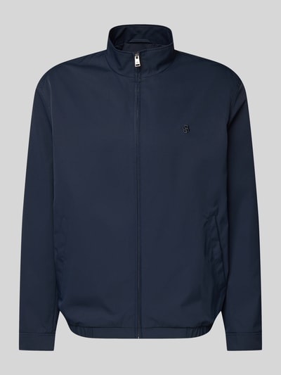 Produktfoto, donkerblauwe regular fit blouson met gestikt logo Regular Fit Blouson mit Logo-Stitching Modell 'H-CARVO' van BOSS voor heren, effen oppervlak