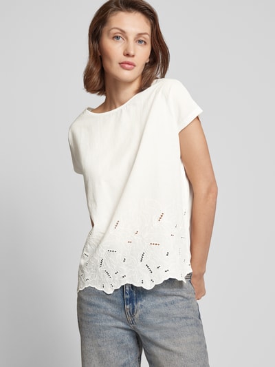 s.Oliver RED LABEL T-shirt met broderie anglaise Offwhite - 3