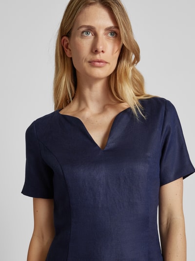 WHITE LABEL Knielange jurk met V-hals Marineblauw - 3