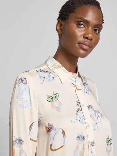 Emily Van den Bergh Regular Fit Bluse mit Manschetten Beige 3