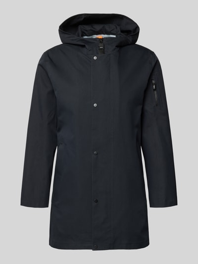 Productfoto, Regular Fit Jacke mit Kapuze Modell 'Spirit' van G-LAB in donkerblauw katoenmix met ritssluiting, steekzakken, armtas en logo-detail