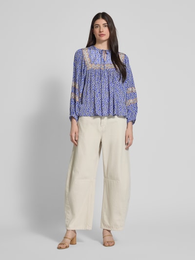 LOLLYS LAUNDRY Relaxed Fit Bluse aus Viskose mit Schnürung Modell 'Teel' Royal 1