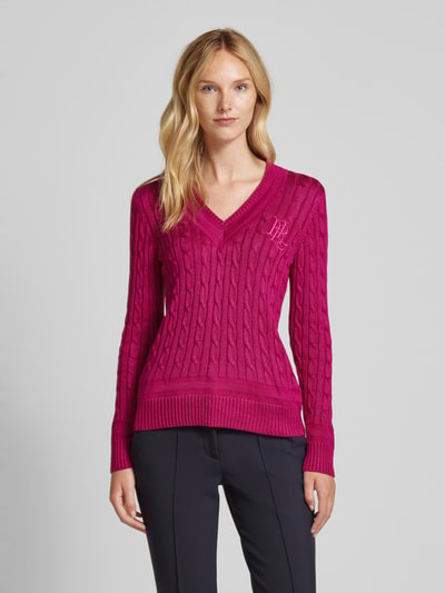 Lauren Ralph Lauren Gebreide pullover met ribboorden Fuchsia - 4