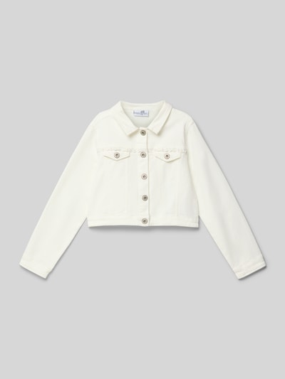 Happy Girls Regular Fit Jeansjacke mit Spitzenbesatz Ecru 1