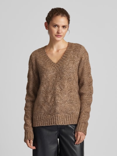 Pieces Regular Fit Strickpullover mit Fallmaschenmuster Modell 'BIBBI' Hazel 4