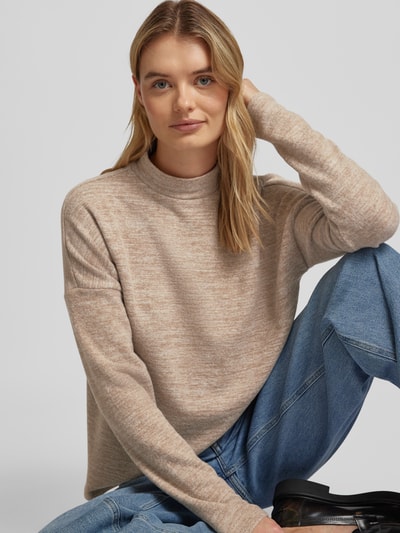 Vero Moda Bluzka o kroju oversized z długim rękawem i stójką Beżowy 3