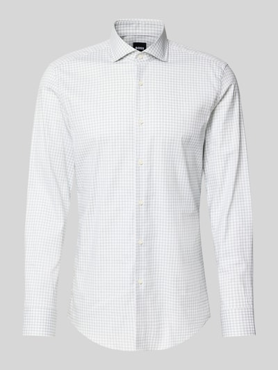 Produktfoto, jasnoszara koszula w kratę Slim Fit Businesshemd aus Baumwoll-Mix model 'H-HANK-SP' od BOSS, koszule biznesowe