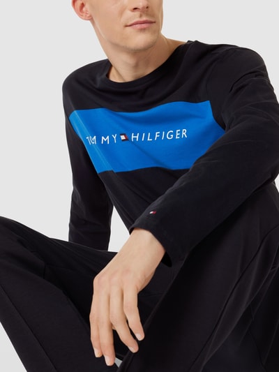 Tommy Hilfiger Longsleeve mit Label-Print Modell 'FLAG' Dunkelblau 3