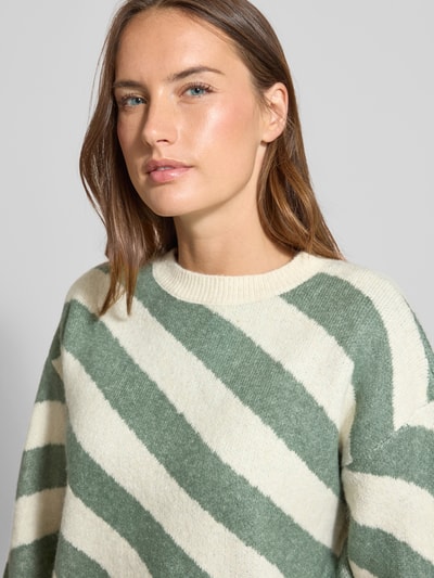 Vero Moda Regular Fit Strickpullover mit überschnittenen Schultern Modell 'LARA' Schilf 3