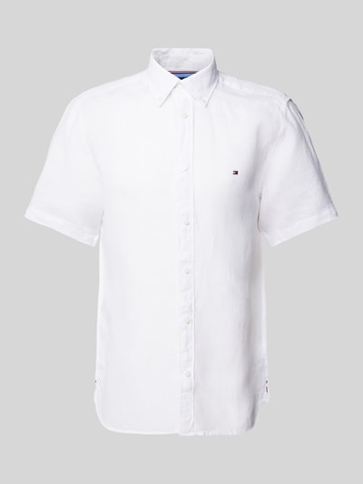 Tommy Hilfiger Regular Fit Leinenhemd mit Button-Down-Kragen Weiss 2