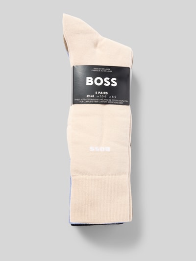 Produktfoto, Socken aus Baumwoll-Mix im 5er-Pack von BOSS, unifarben, z elastycznym ściągaczem, logo, delikatna struktura materiału.