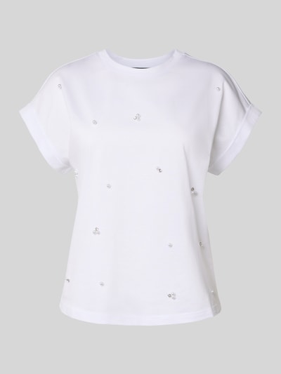 Zero T-shirt zdobiony kamieniami Biały 2
