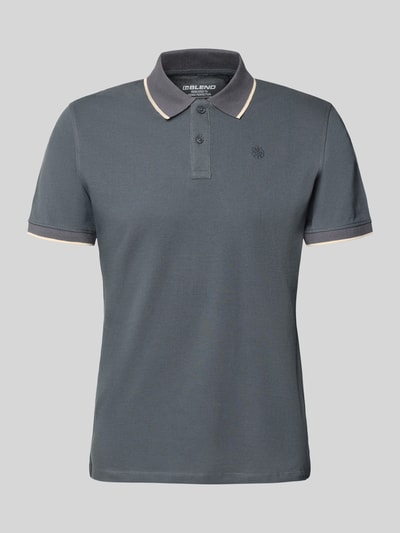 Produktfoto, Regular Fit Poloshirt mit Logo-Stitching Modell 'Hedin' von Blend, bawełna, krój regular fit, krótki rękaw, kolor szary