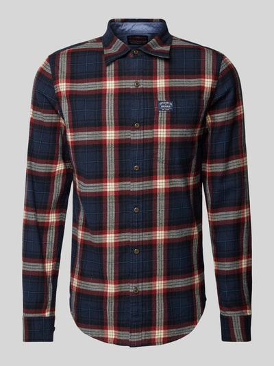 Superdry Koszula casualowa o kroju slim fit z naszywką z logo model ‘Lumberjack’ Ciemnoniebieski 2