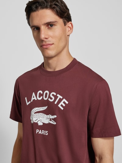 Lacoste T-shirt met labelprint Bordeaux - 3