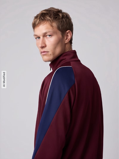 adidas Sportswear Loose Fit Sweatjacke mit Baumwoll-Anteil Modell 'STADIUM' Dunkelrot 3