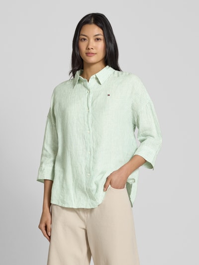 Tommy Hilfiger Relaxed Fit Bluse aus reinem Leinen Hellgruen 4