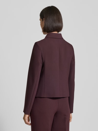 More & More Slim fit blazer met platte kraag en paspelzakken Bordeaux - 5