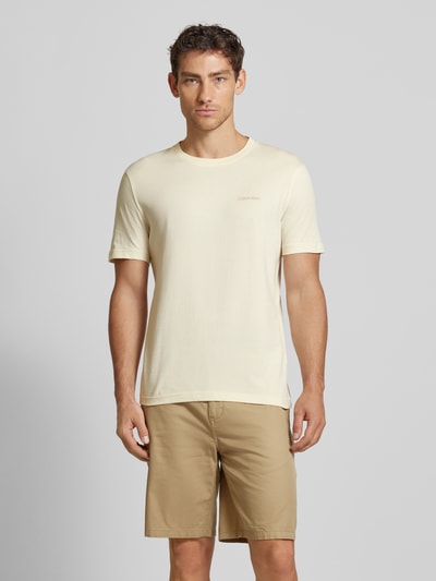 CK Calvin Klein T-Shirt mit Label-Print Modell 'ENLARGED' Beige 4