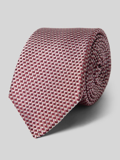 Productfoto, Seidenkrawatte im Allover-Look (7 cm) van JOOP! Collection, rode en witte tinten, structuurpatroon, pure zijde, klassieke vorm