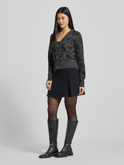 VERO MODA Relaxed fit gebreid jack met wol, model 'ZUZU' Antraciet - 1