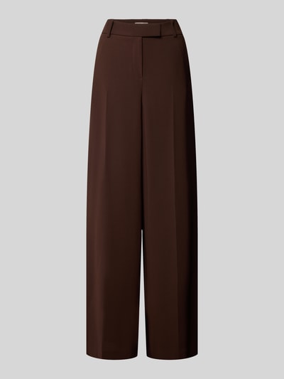 Produktfoto, Wide Leg Hose mit Bügelfalten von Christian Berg Cocktail in Braun, glatte Textur, sichtbare Eingrifftaschen und Gesäßtaschen, Damen Hose.