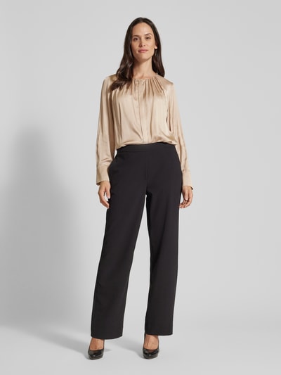 s.Oliver BLACK LABEL Regular fit satijnen blouse met plooien en blinde knoopsluiting Goud gemêleerd - 1