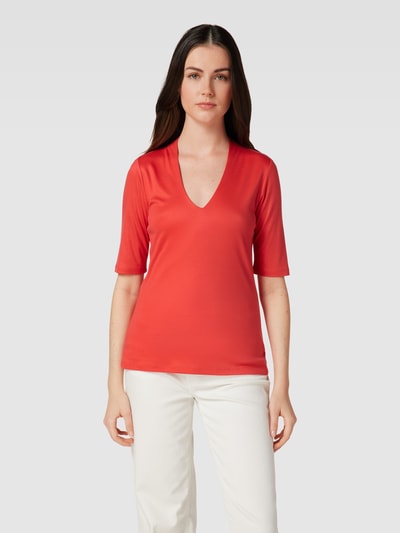 s.Oliver BLACK LABEL T-shirt van lyocell met V-hals Rood - 4