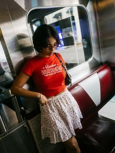 Review T-Shirt mit Label-Print Kirsche 6