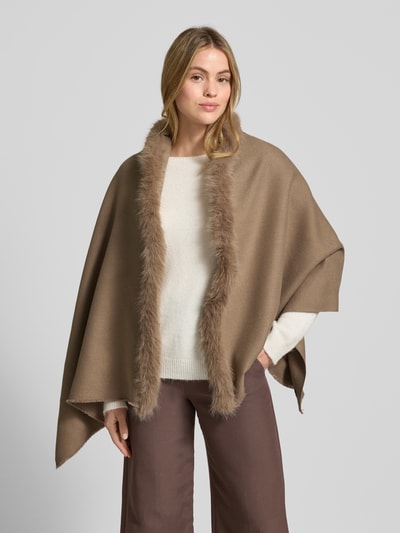 Fraas Poncho mit Kunstfellbesatz Beige 4