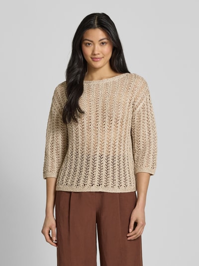 s.Oliver BLACK LABEL Relaxed Fit Strickpullover mit Paillettenbesatz Beige 4