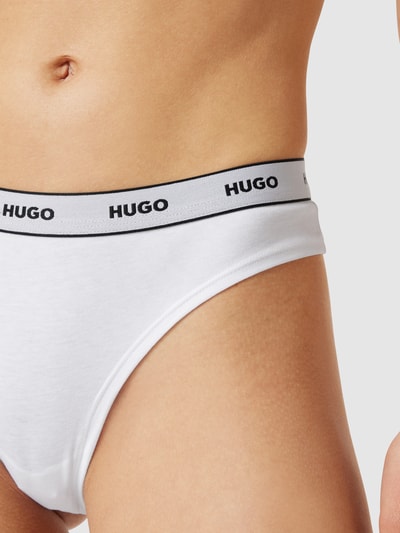 HUGO String met logo in band in een set van 3 stuks Wit - 3