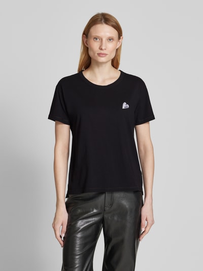 Zadig & Voltaire T-shirt met motief- en labelstitching, model 'MARTA' Zwart - 4