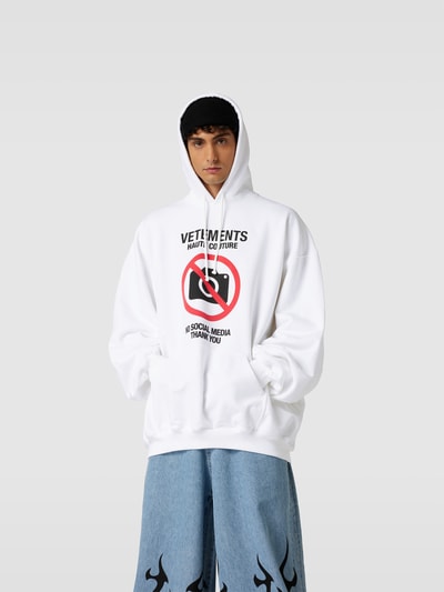 VETEMENTS Oversized Hoodie mit Statement-Print Weiss 4